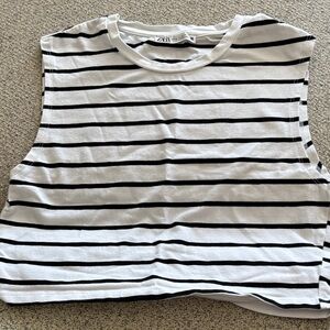 Zara Black and White Striped Crop Top